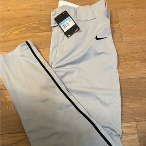 Nike Light Gray Baseball Pants with Black Side Seam Piping